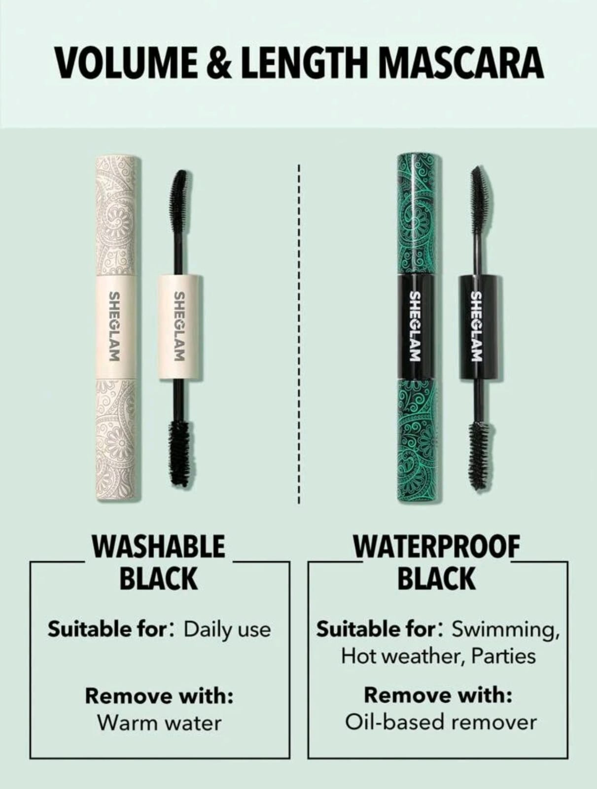 SHEGLAM All-In-One Volume & Length Mascara 2 In 1 Double Head Brush