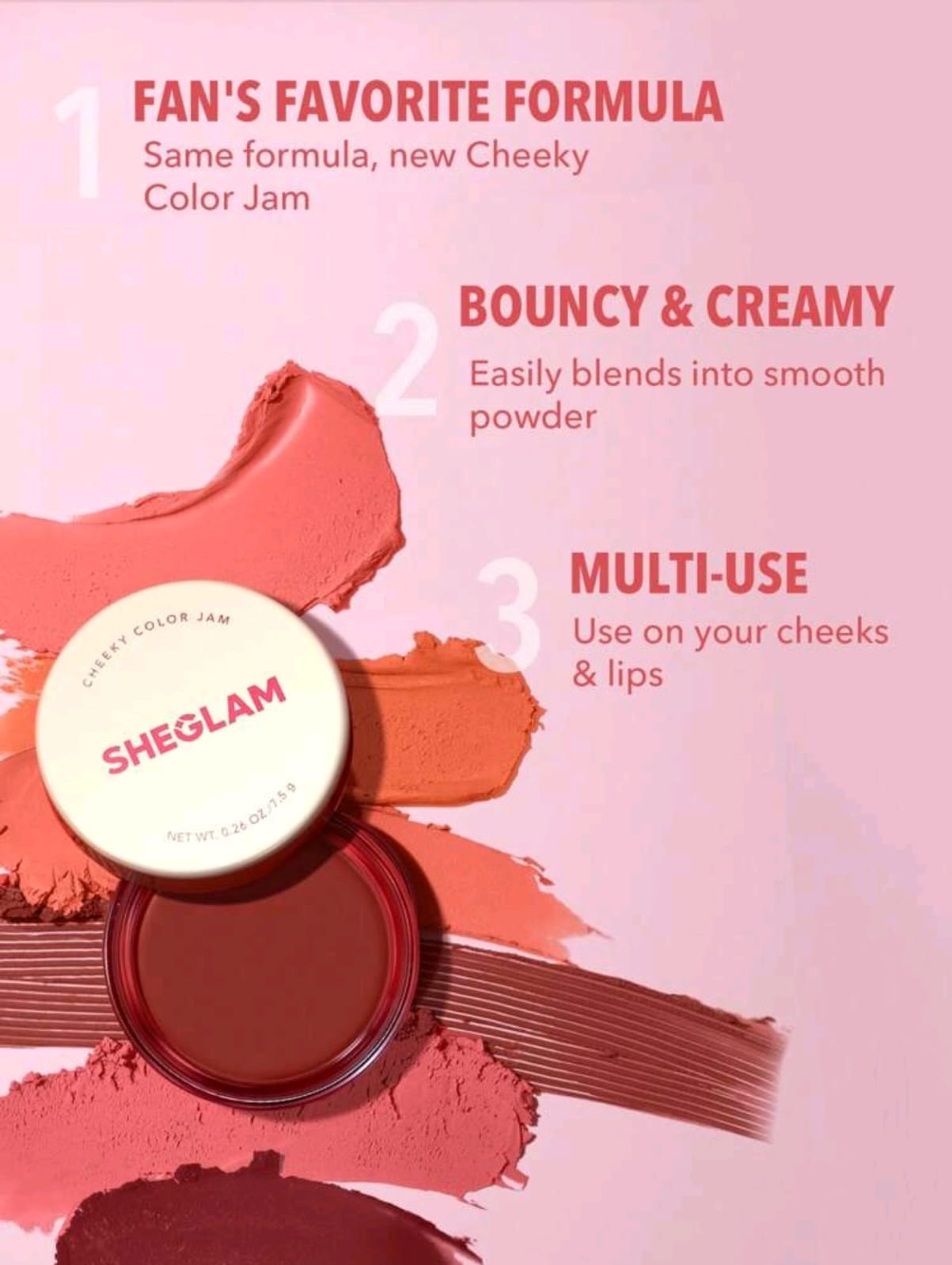 SHEGLAM Cheeky Color Jam 6 Shades Multi-Use Cream Blush Lip Cream Matte