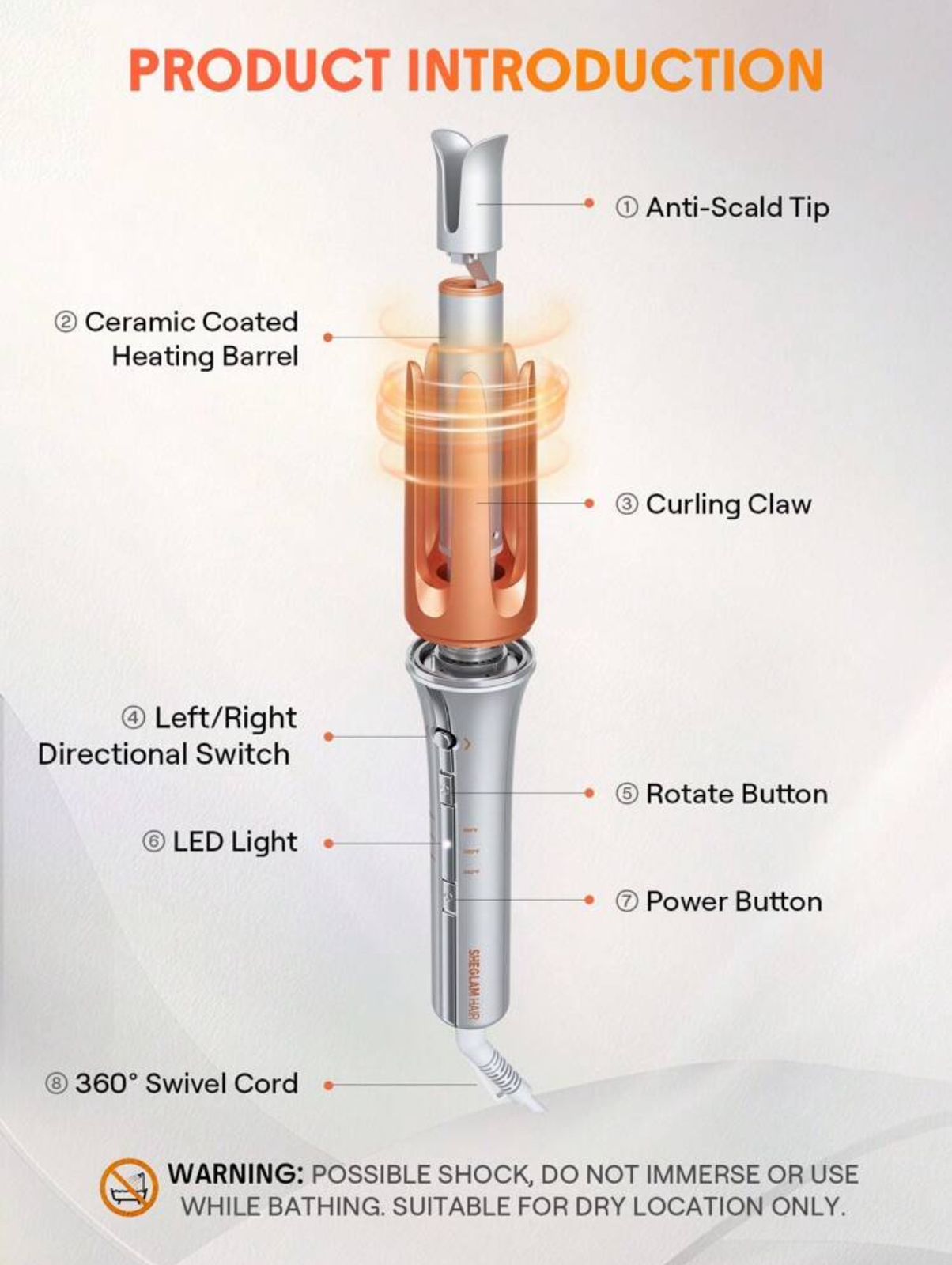 SHEGLAM HAIR It-Curl One-Touch Instant Curler,Automatic Curling Iron,Auto Hair Curler,25mm