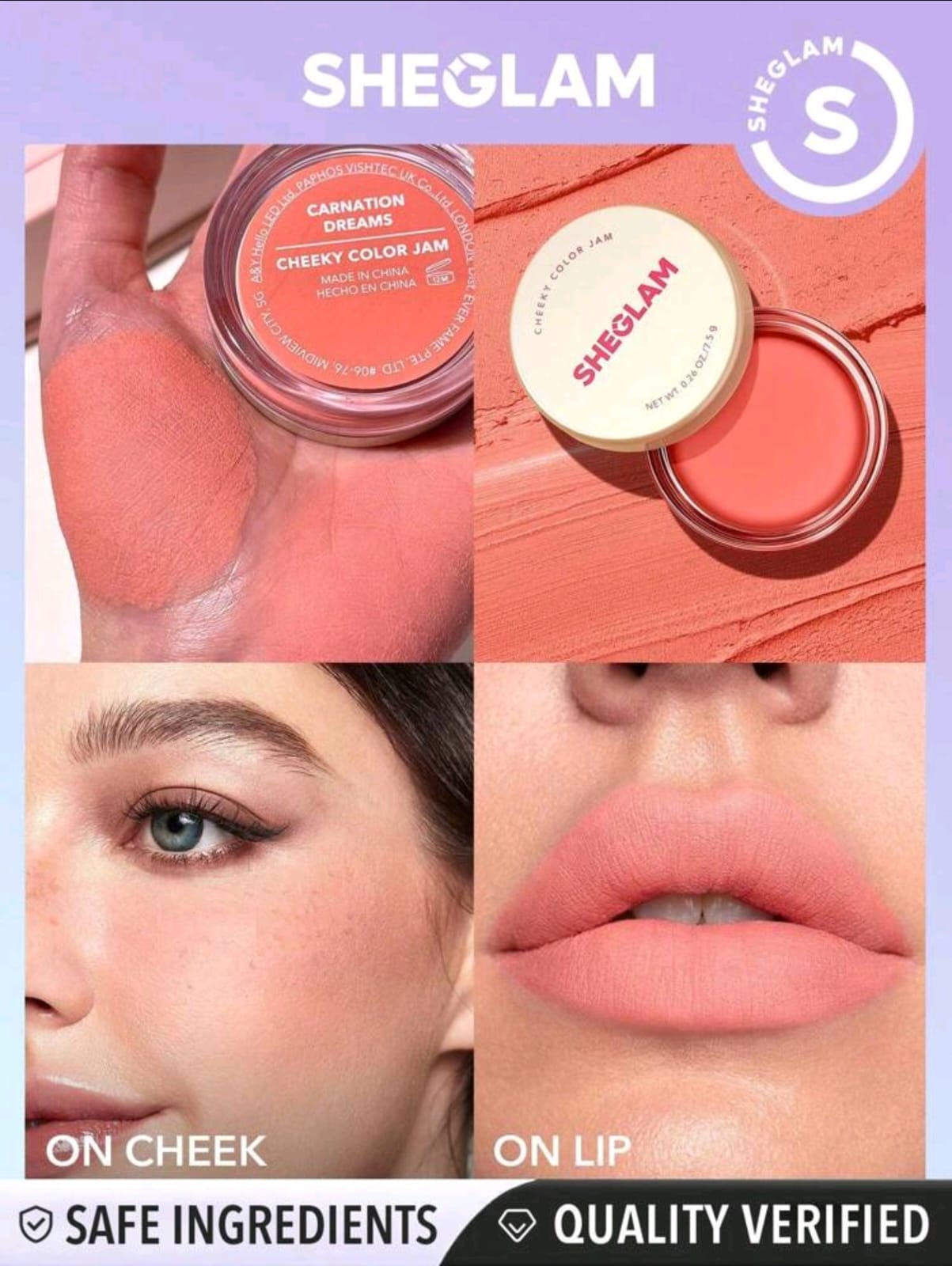 SHEGLAM Cheeky Color Jam 6 Shades Multi-Use Cream Blush Lip Cream Matte