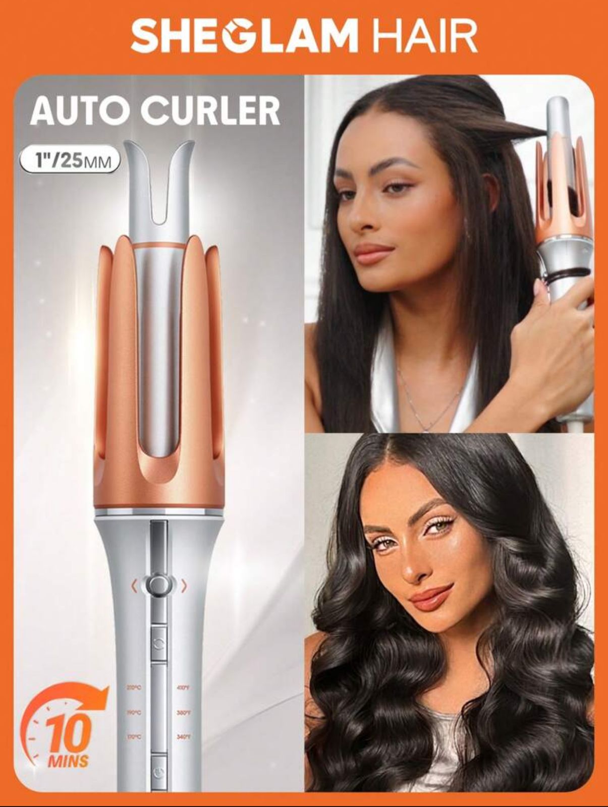 SHEGLAM HAIR It-Curl One-Touch Instant Curler,Automatic Curling Iron,Auto Hair Curler,25mm