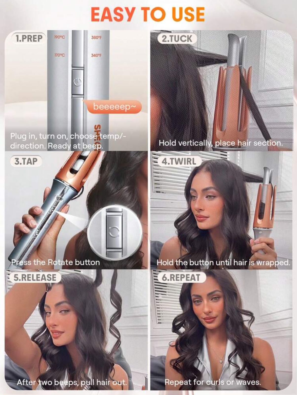 SHEGLAM HAIR It-Curl One-Touch Instant Curler,Automatic Curling Iron,Auto Hair Curler,25mm