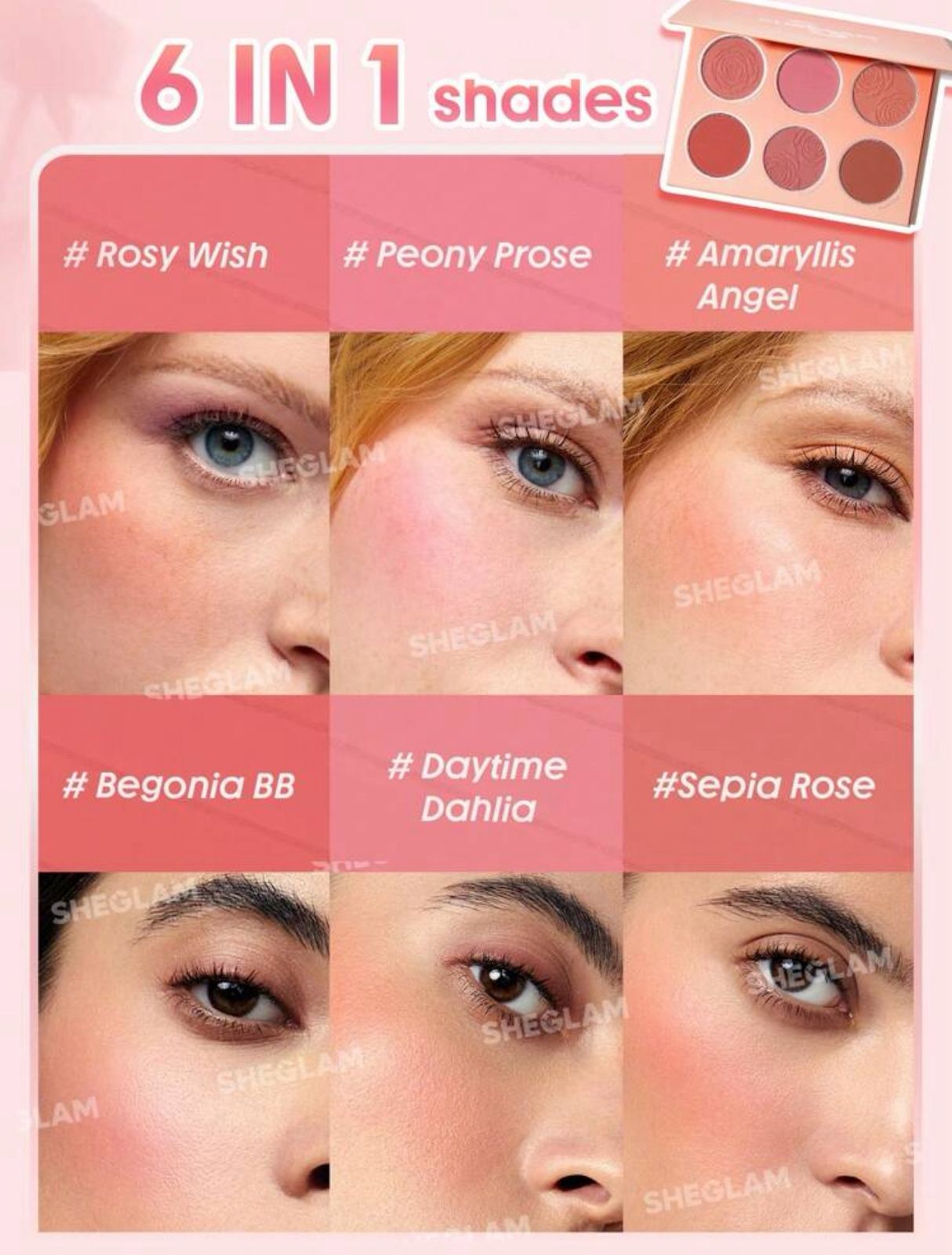 SHEGLAM Floral Flush Blush Palette 6-Color
