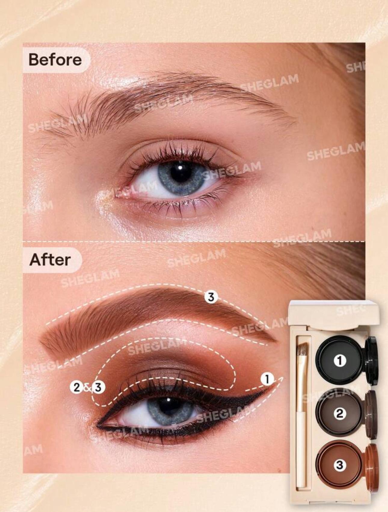 SHEGLAM Streamline Brow & Eyeliner Gel 3 In 1 Waterproof Eyebrow Eyebrow Multi-Use