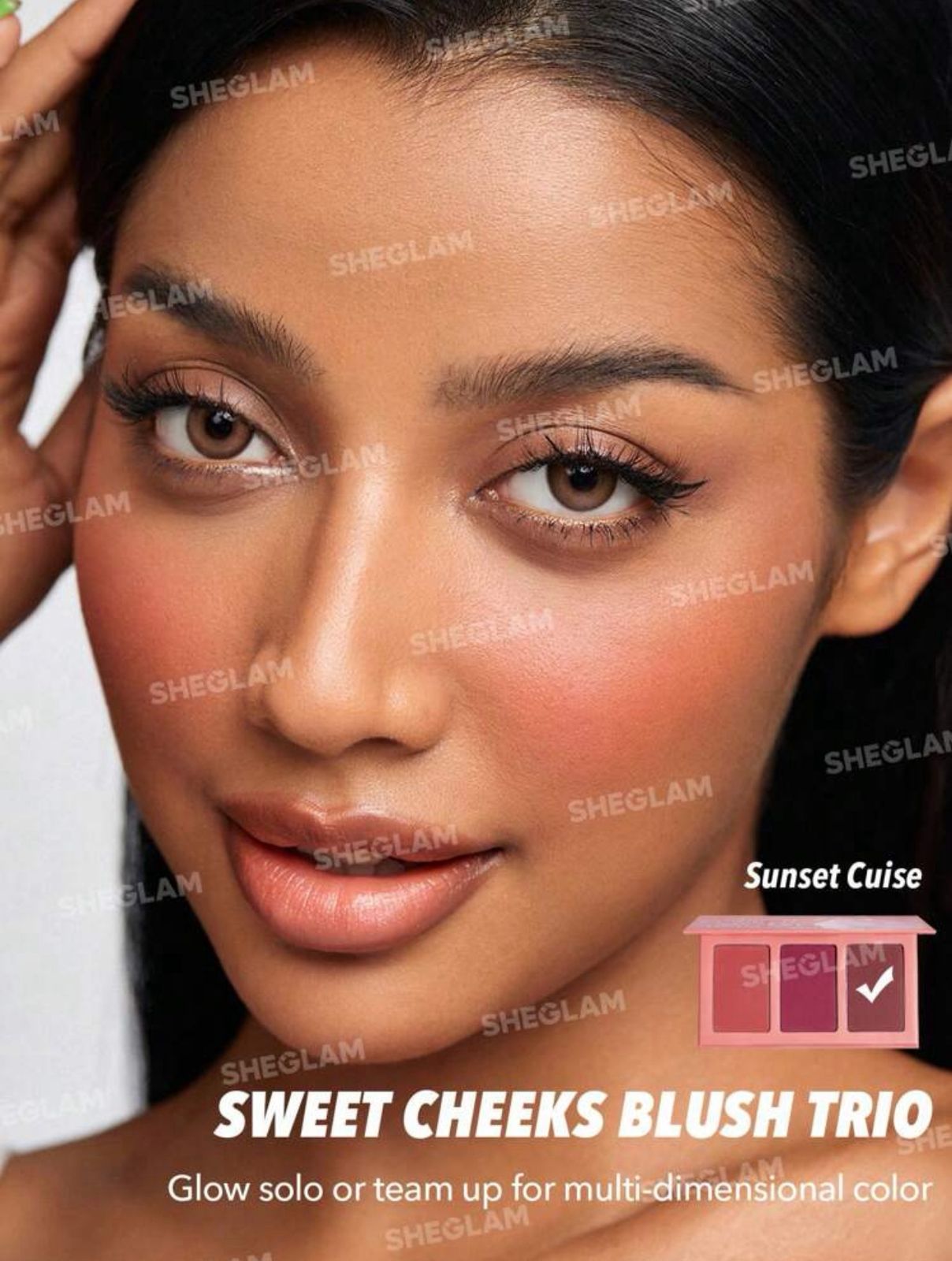 SHEGLAM Sweet Cheeks Blush Trio-Sunset Cruise 3-Clolor Powder Blush Palette