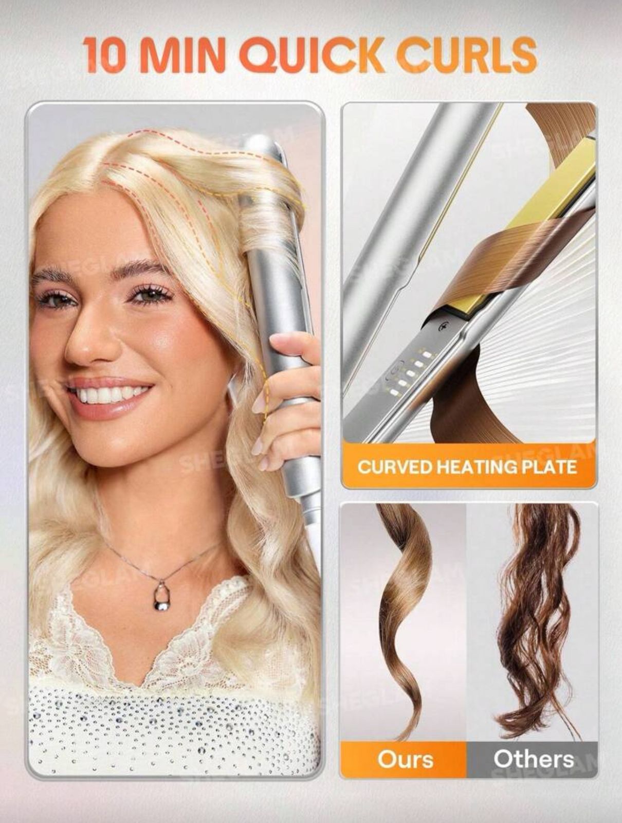SHEGLAM HAIR Sleek Chic Insta-Heat Straight Styler,2-IN-1 Straight & Curly Hair