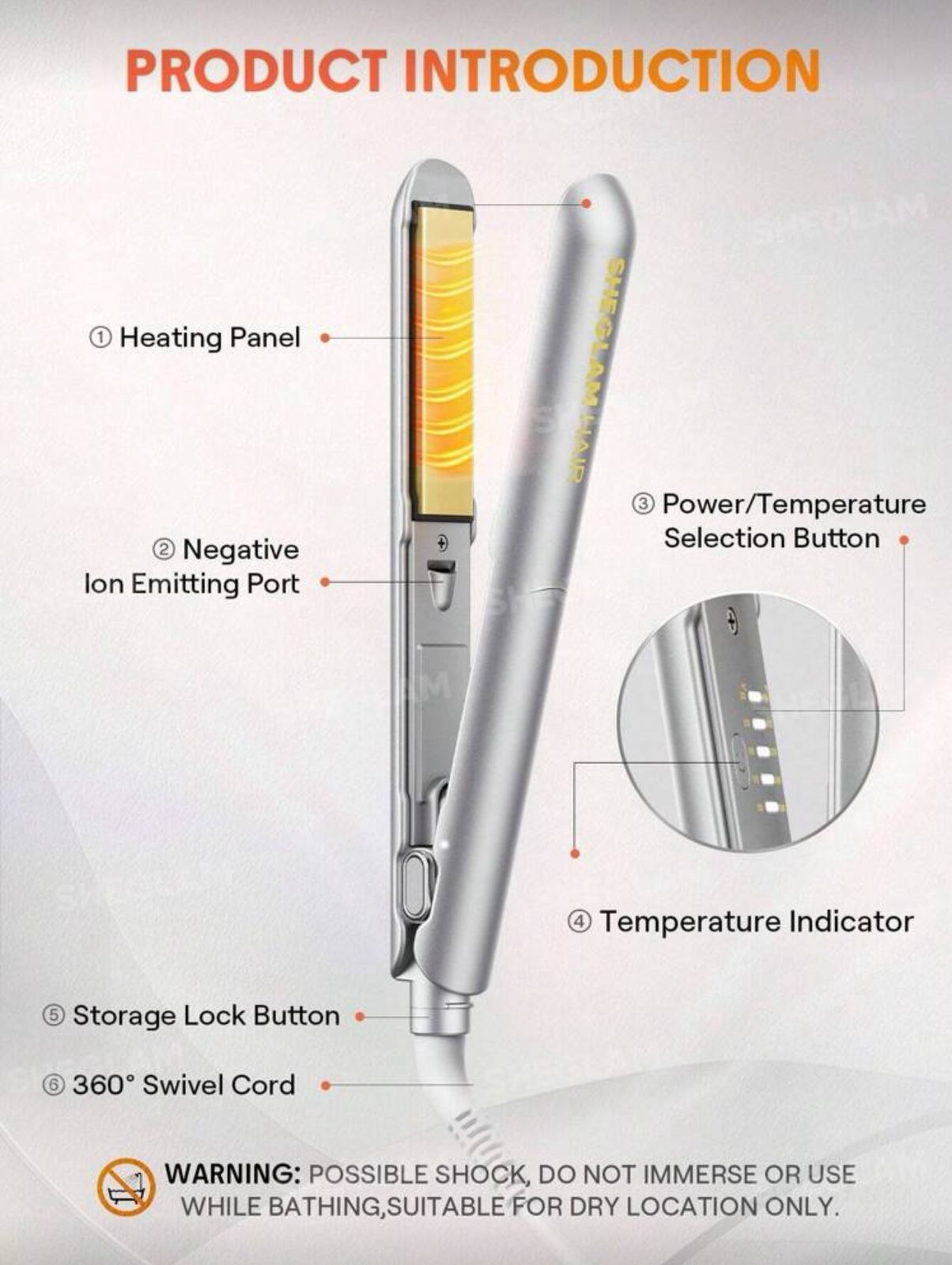 SHEGLAM HAIR Sleek Chic Insta-Heat Straight Styler,2-IN-1 Straight & Curly Hair