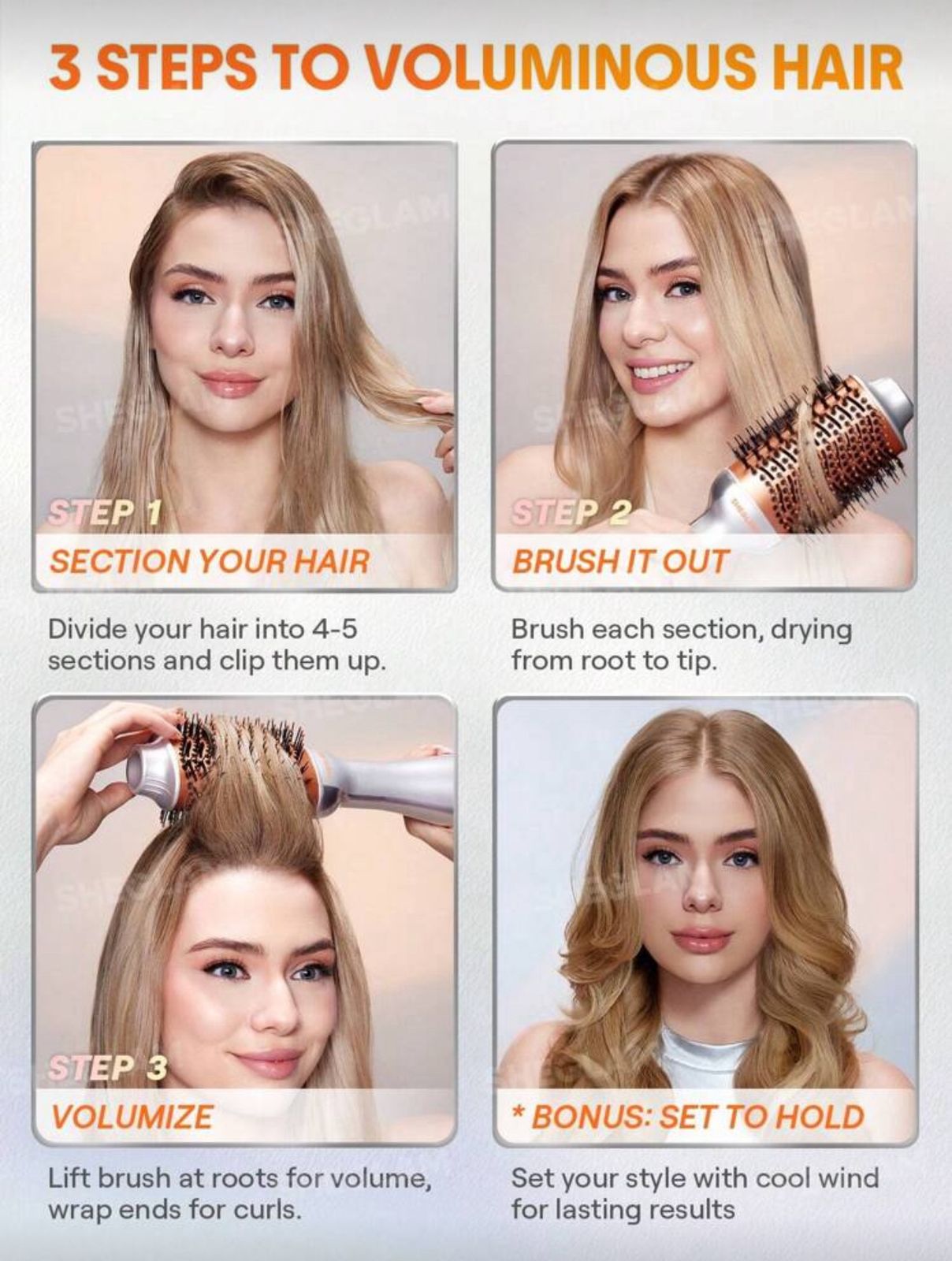 SHEGLAM HAIR Blowout Bliss Volumizing Hot Air Brush,4 In 1