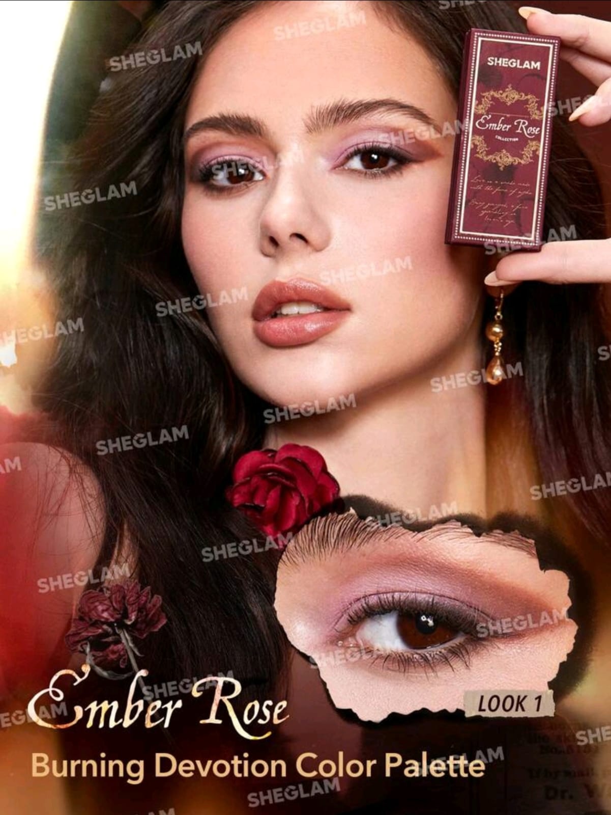 SHEGLAM Ember Rose Burning Devotion Color Palette 4 Colors Eyeshadow Palette Creamy Matte