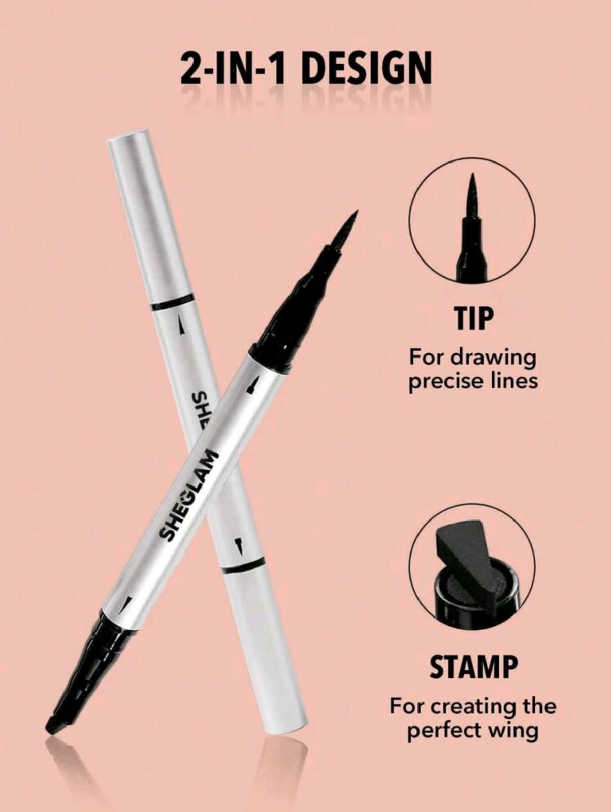 SHEGLAM Wing It Waterproof Liner Duo-Black 2 In 1 Waterproof Liquid Eyeliner