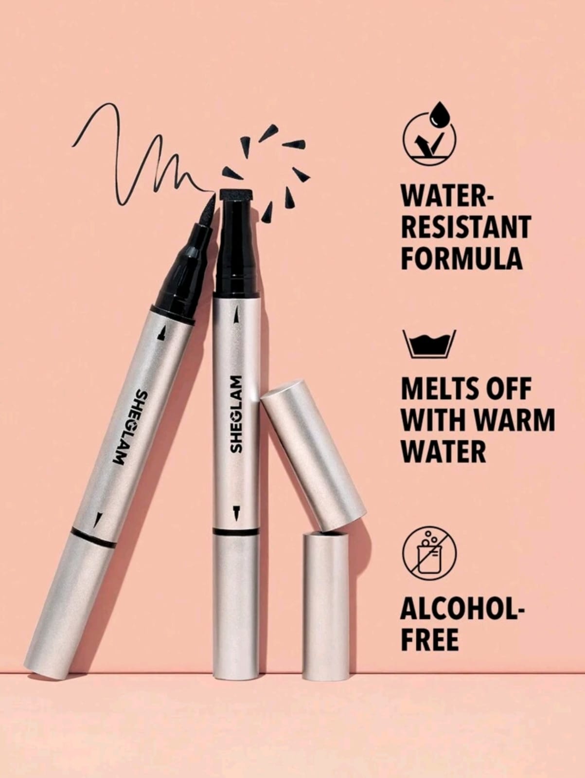 SHEGLAM Wing It Waterproof Liner Duo-Black 2 In 1 Waterproof Liquid Eyeliner