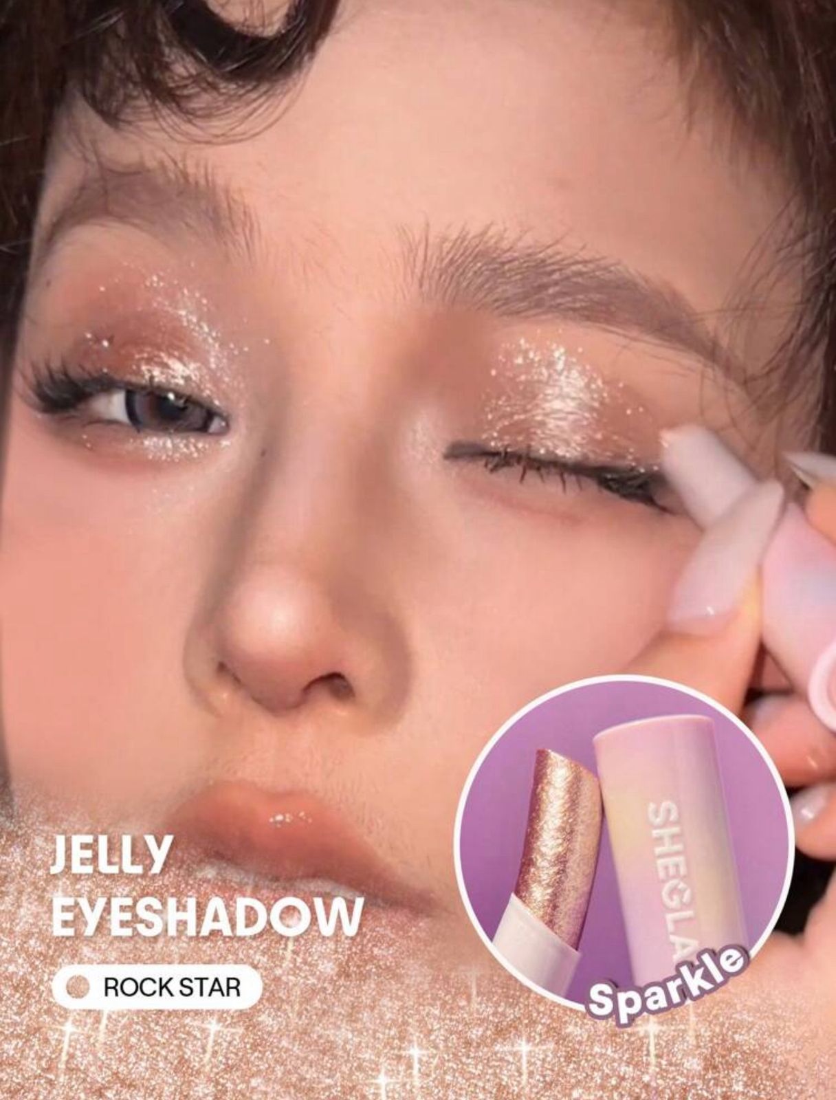 SHEGLAM Crystal Jelly Glaze Stick Multi Use Single Eyeshadow Stick Glitter Shimmer