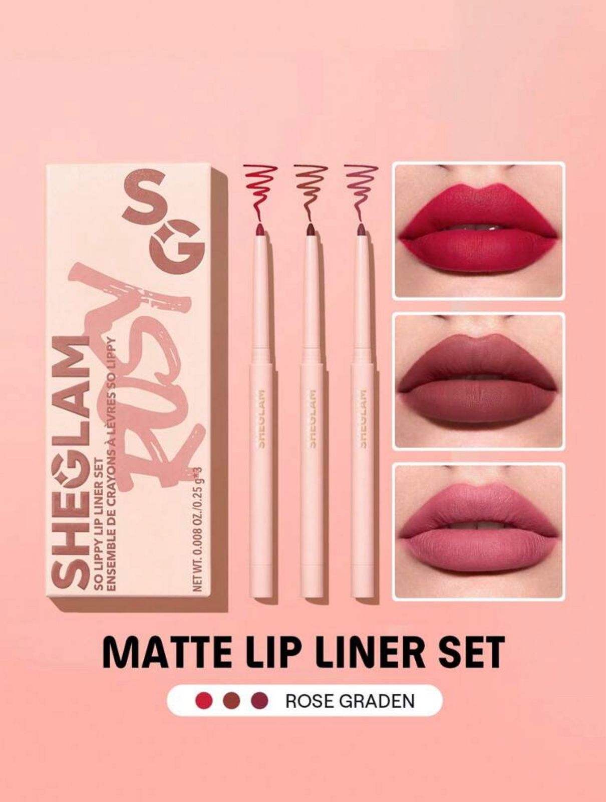SHEGLAM So Lippy Lip Liner Set 3 Pcs/Set Soft Matte