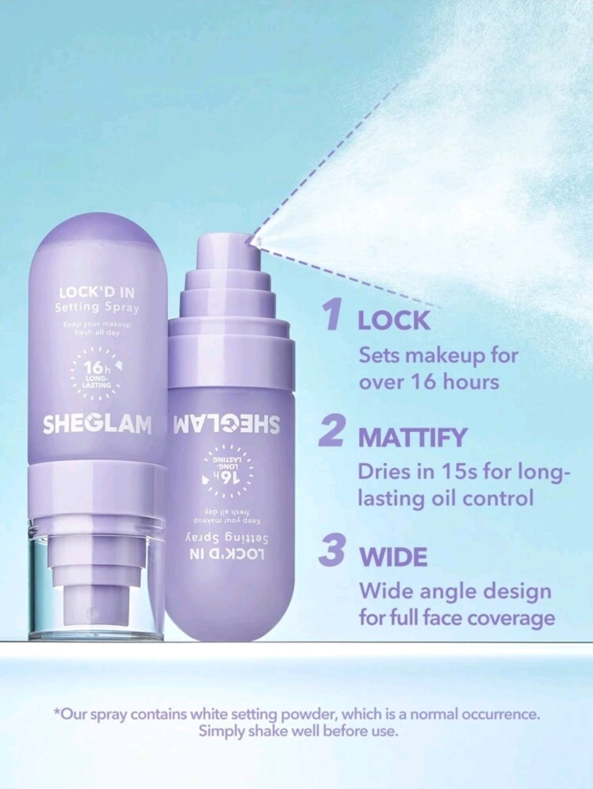 SHEGLAM Lock'd In Setting Spray Mattifying Effect Quick-Drying Long Lasting Makeup Locking Spray Oil
