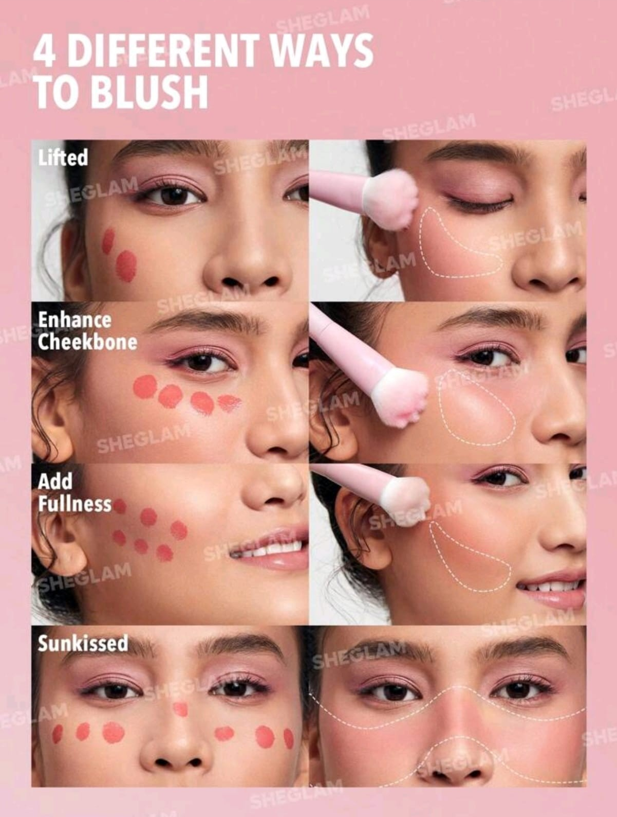 SHEGLAM Color Bloom Liquid Blush Brush Synthetic Kitty Paw Design Blush Brush Professional Soft