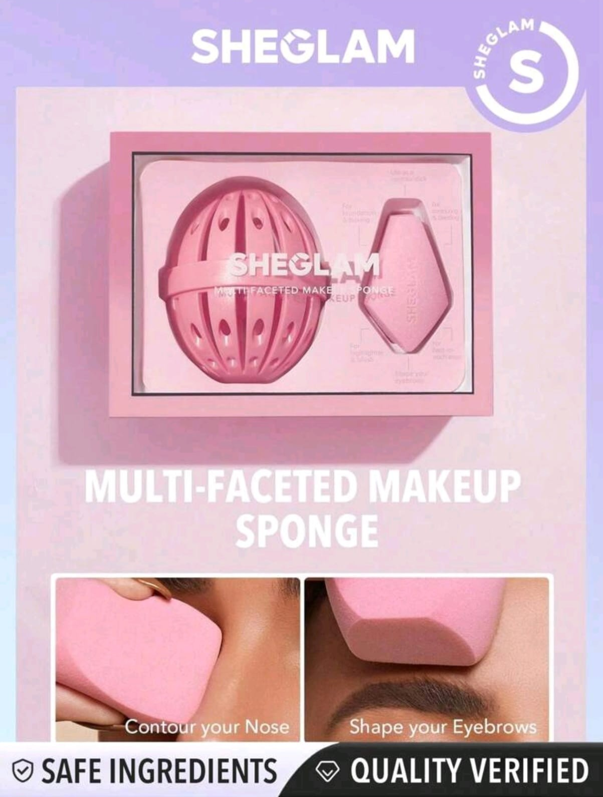 SHEGLAM Multi-Faceted Makeup Sponge Soft Makeup Blender For Foundation Highlighter Contour Blending Quick