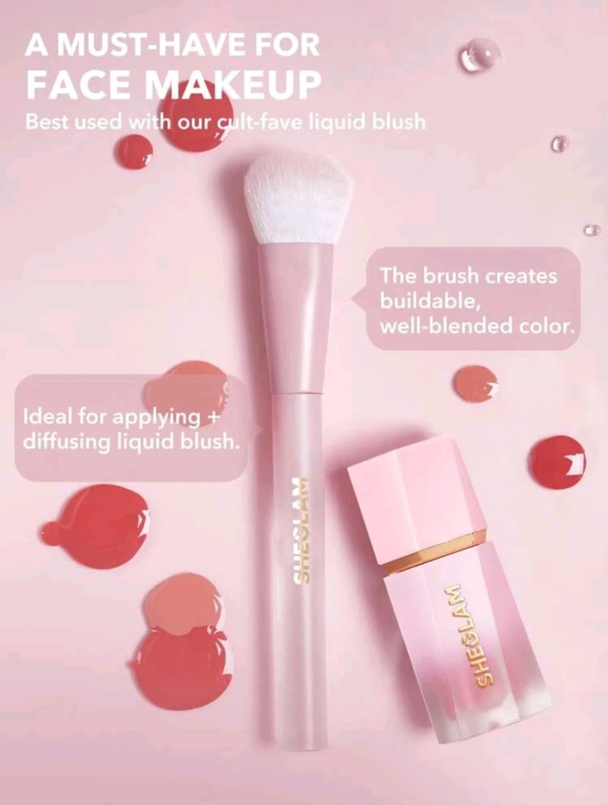 SHEGLAM Color Bloom Liquid Blush Brush Synthetic Kitty Paw Design Blush Brush Professional Soft