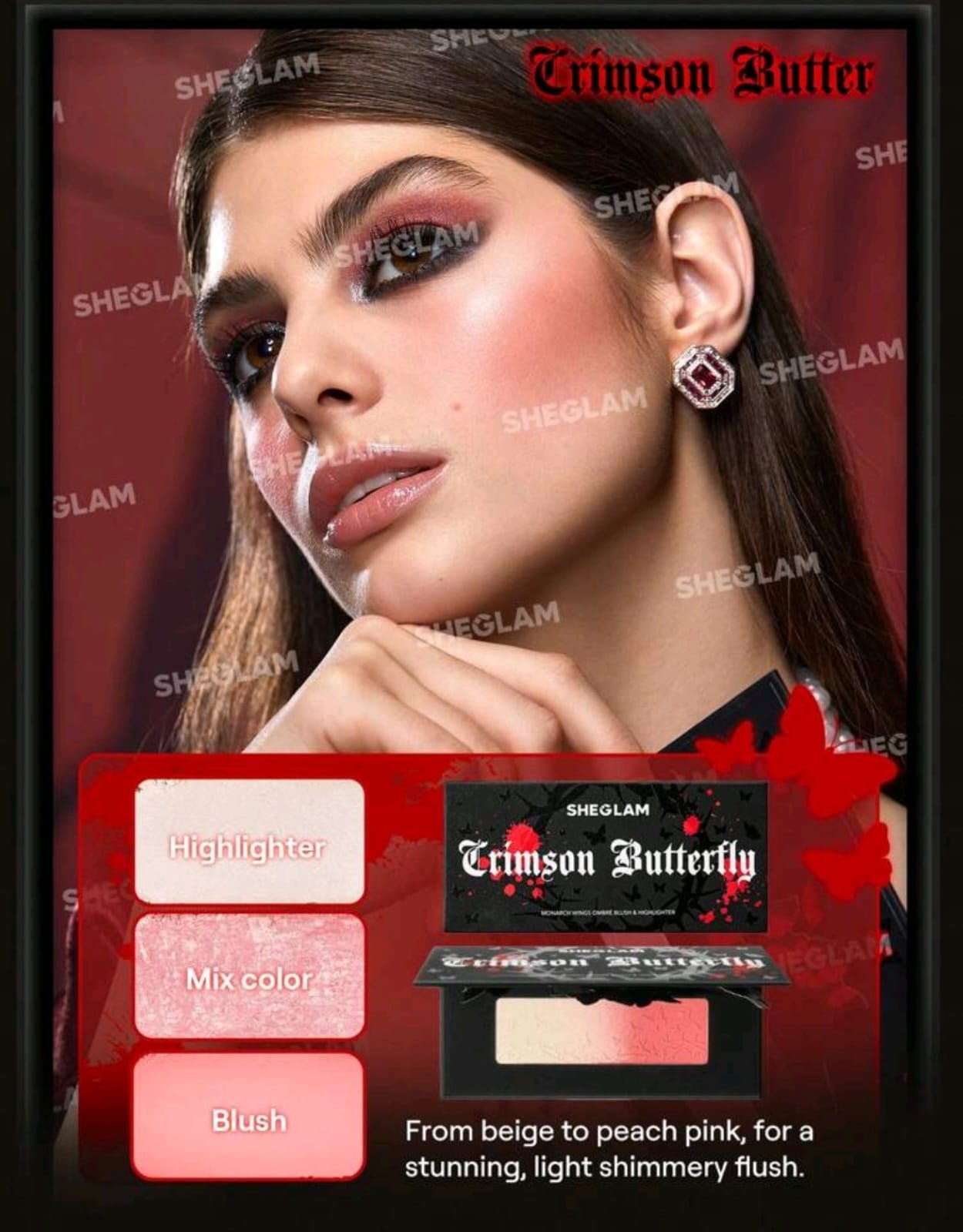 SHEGLAM Monarch Wings Ombré Blush & Highlighter Powder Blush Powder Soft