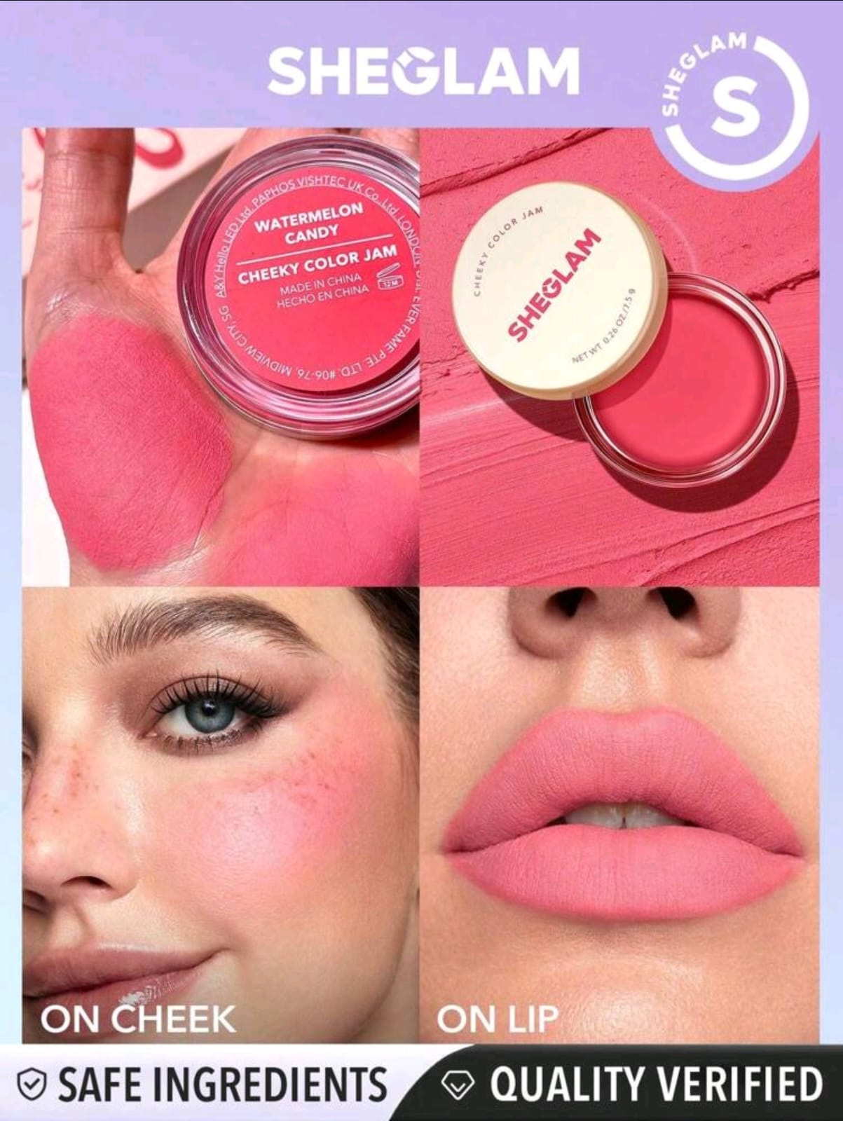 SHEGLAM Cheeky Color Jam 6 Shades Multi-Use Cream Blush Lip Cream Matte