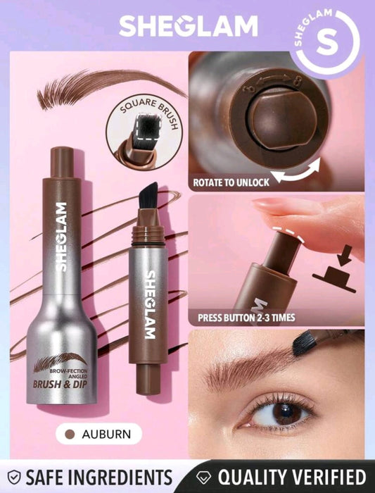 SHEGLAM Brow-Fection Angled Brush & Dip- Hair-Like Strokes Liquid Eyebrow Gel Pen Easy To Color