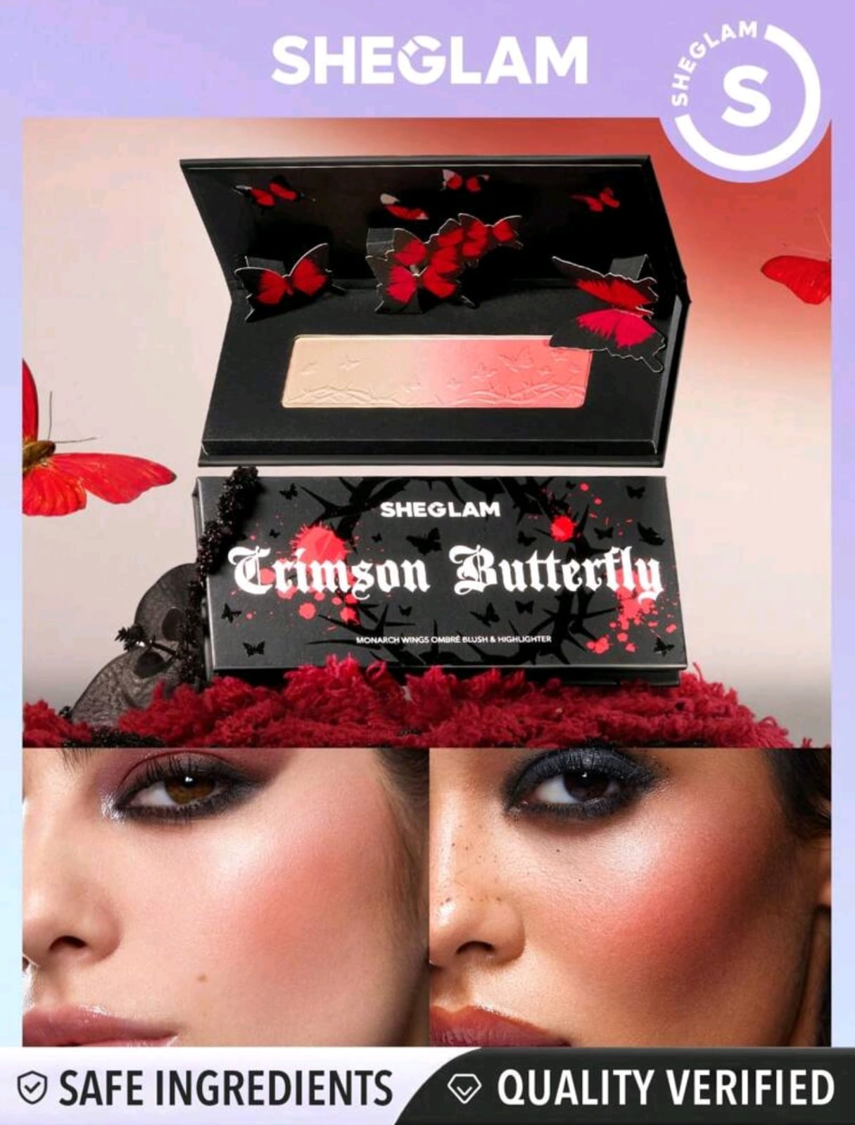 SHEGLAM Monarch Wings Ombré Blush & Highlighter Powder Blush Powder Soft