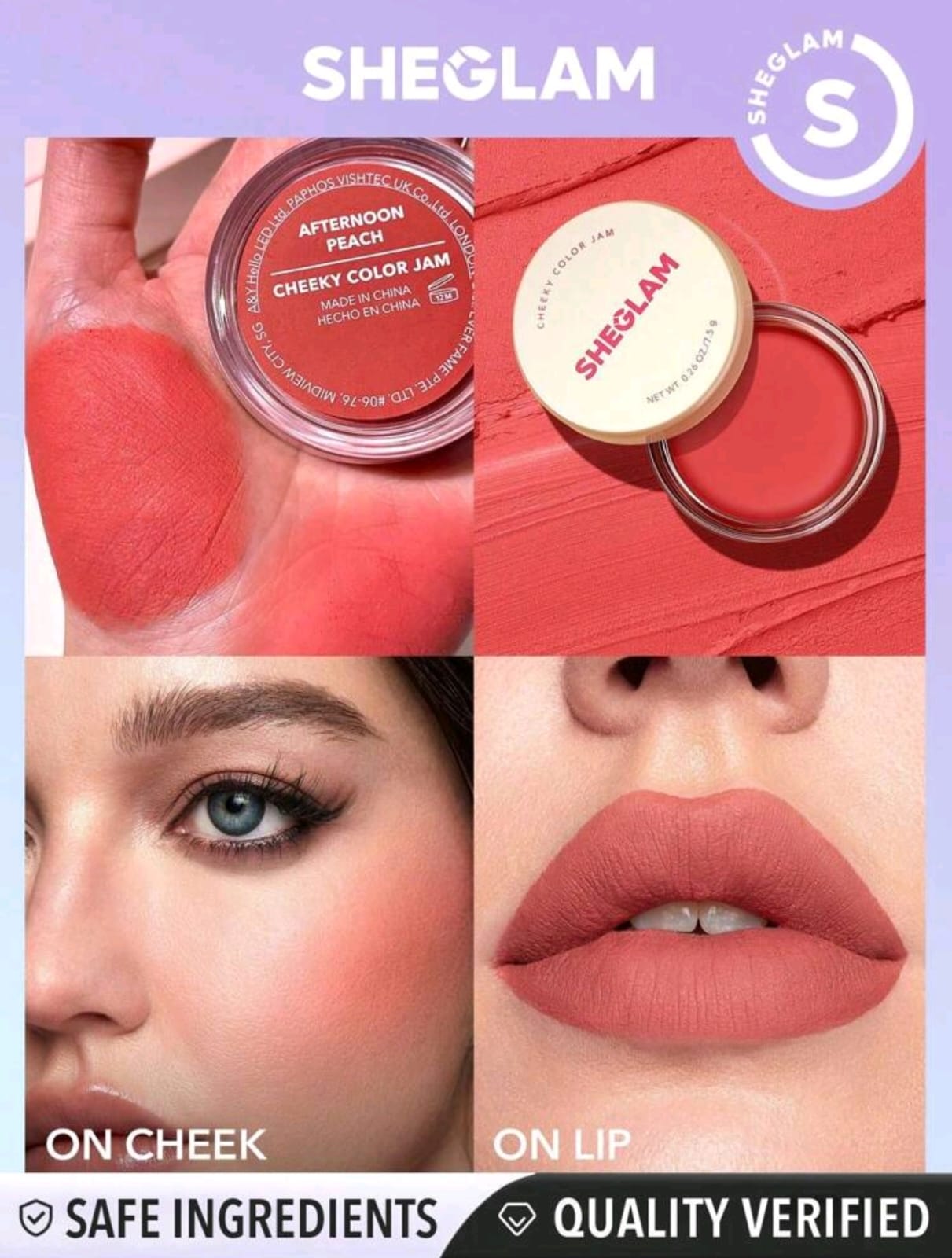 SHEGLAM Cheeky Color Jam 6 Shades Multi-Use Cream Blush Lip Cream Matte