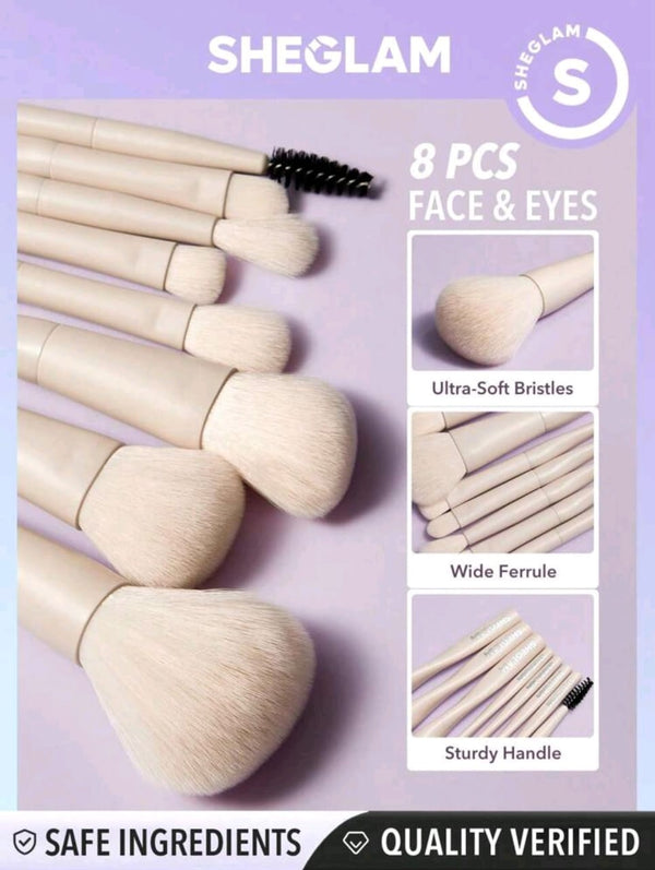 SHEGLAM Pro Core Brush Kit 8 Pcs/Set Professional Makeup Brushes Soft Brush Set