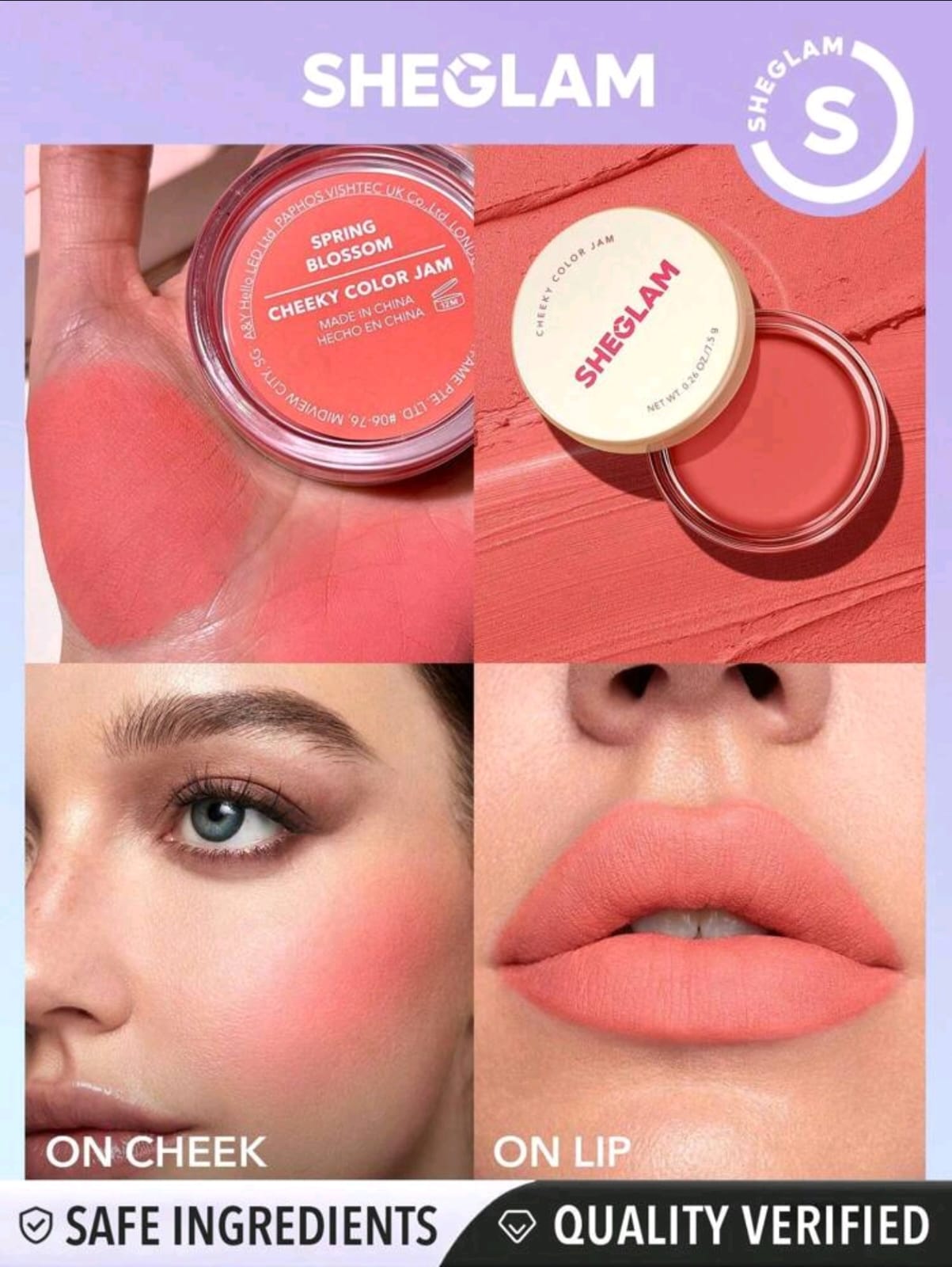 SHEGLAM Cheeky Color Jam 6 Shades Multi-Use Cream Blush Lip Cream Matte