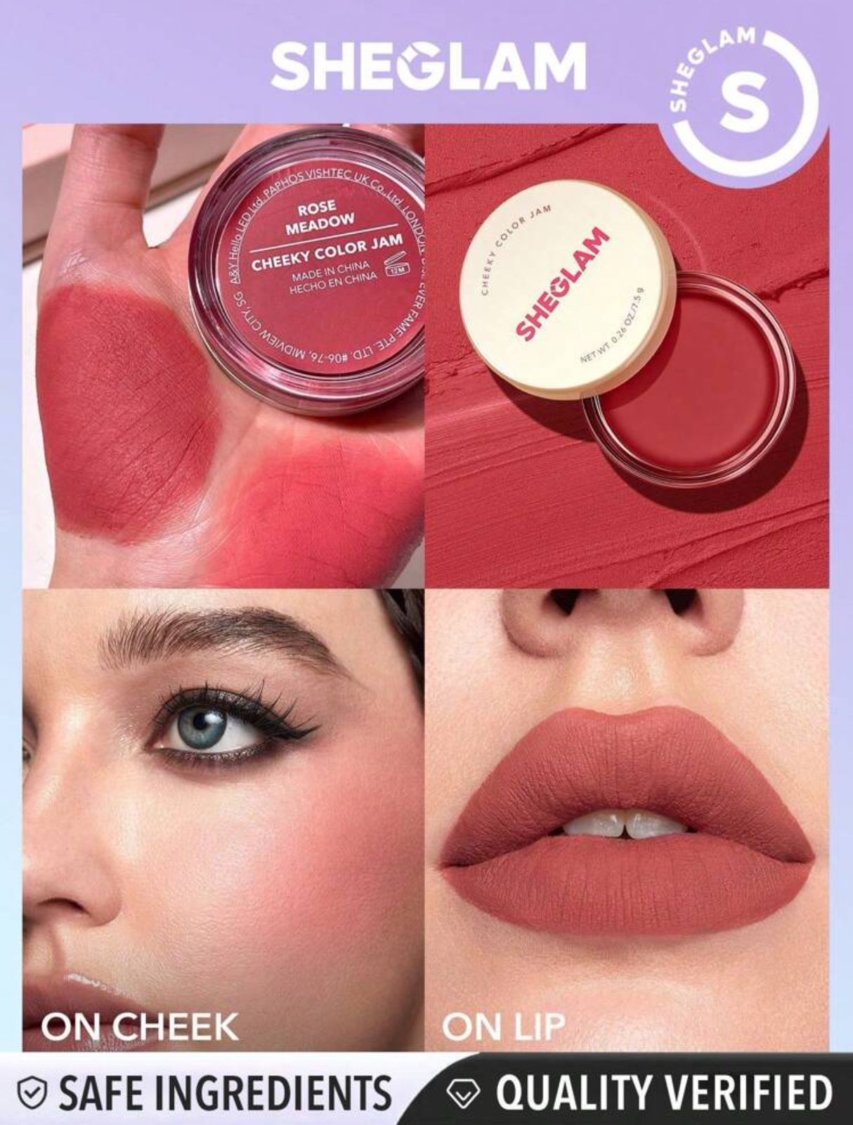 SHEGLAM Cheeky Color Jam 6 Shades Multi-Use Cream Blush Lip Cream Matte