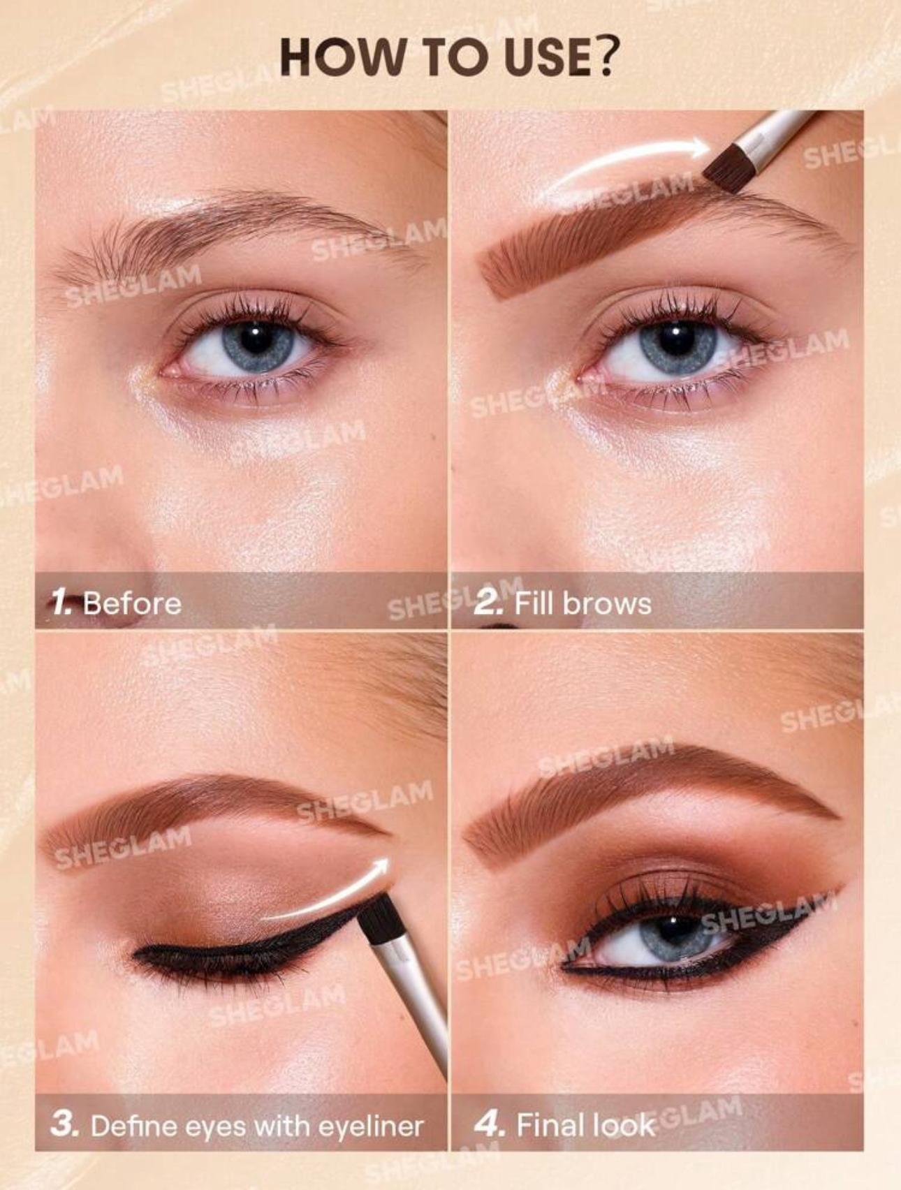 SHEGLAM Streamline Brow & Eyeliner Gel 3 In 1 Waterproof Eyebrow Eyebrow Multi-Use