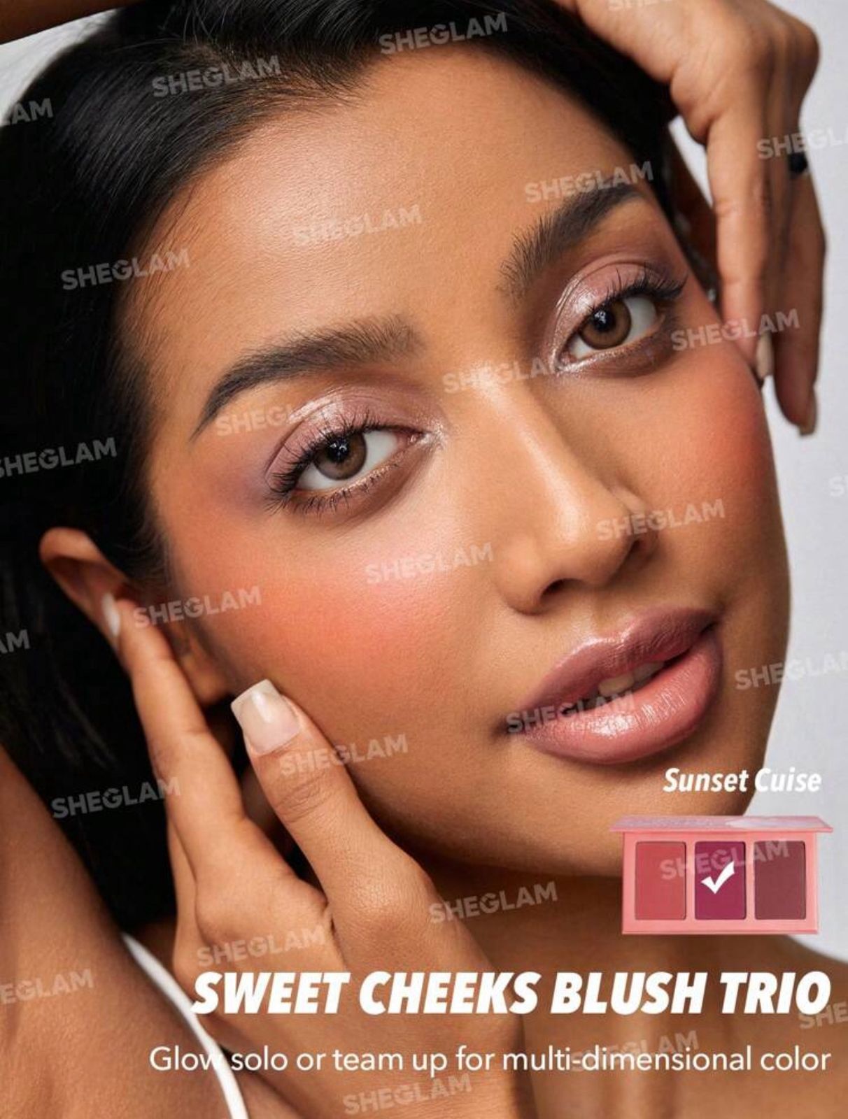 SHEGLAM Sweet Cheeks Blush Trio-Sunset Cruise 3-Clolor Powder Blush Palette