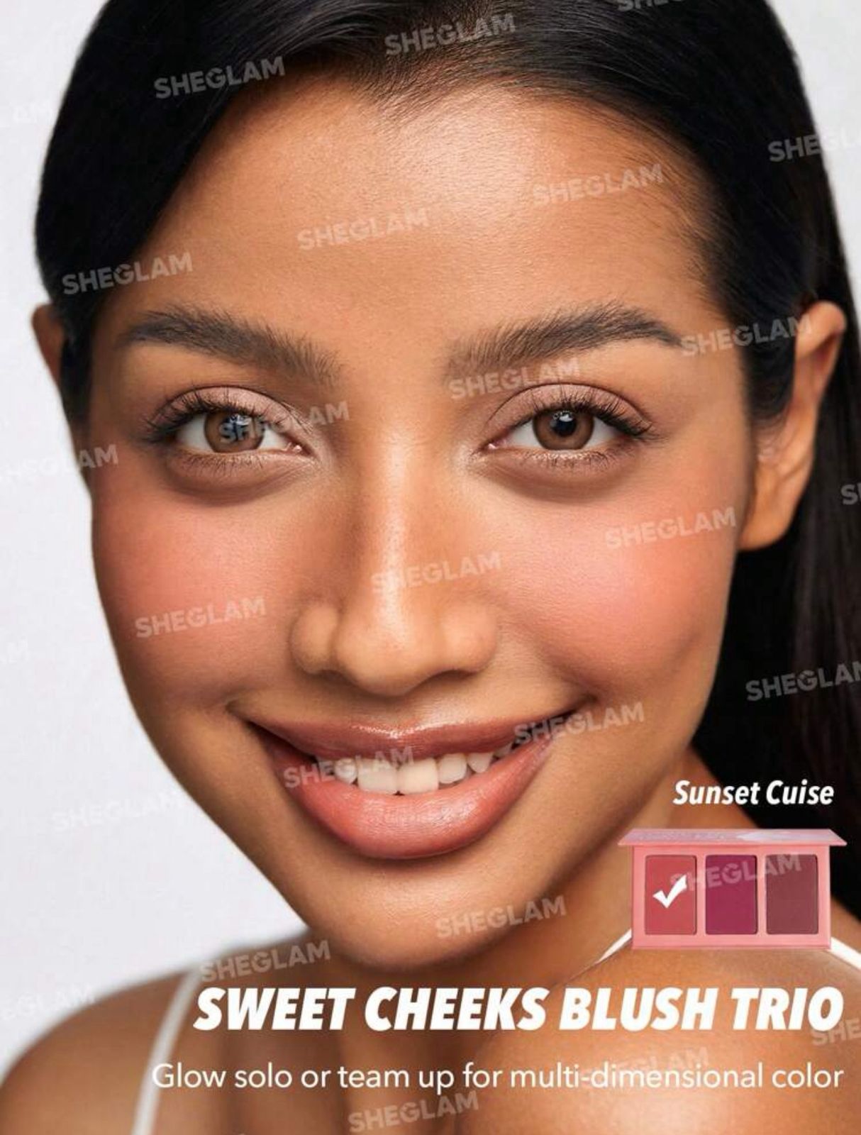 SHEGLAM Sweet Cheeks Blush Trio-Sunset Cruise 3-Clolor Powder Blush Palette