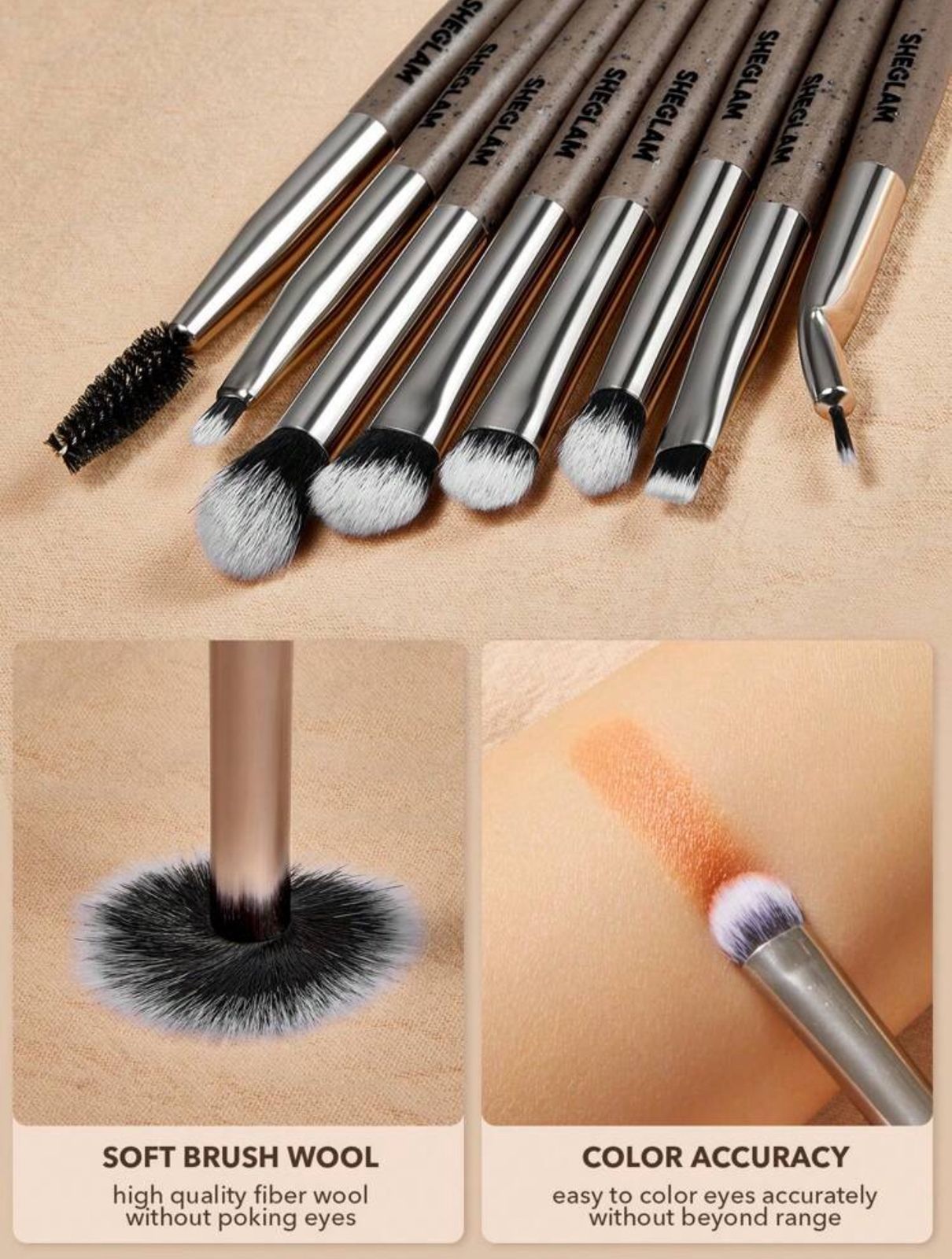 SHEGLAM Glam Fam Brush Set 8 Pcs Makeup Brush Kit Set