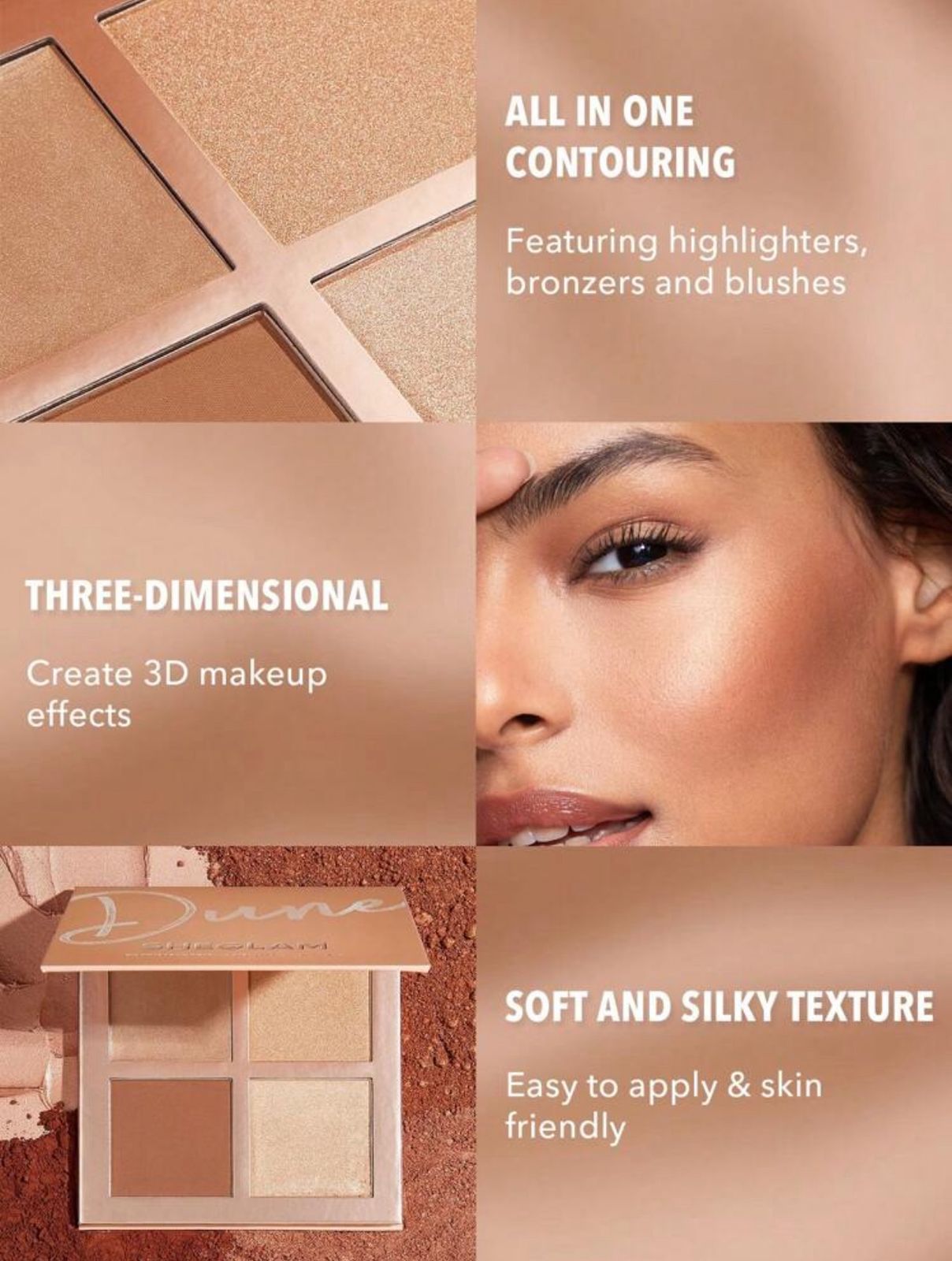 SHEGLAM 3D Pro Face Palette-Dune 4-Color
