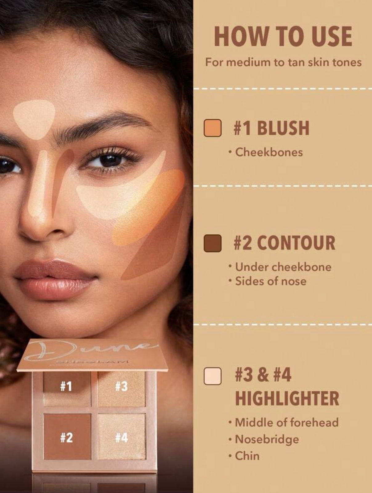 SHEGLAM 3D Pro Face Palette-Dune 4-Color