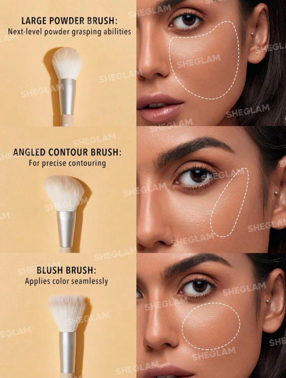 SHEGLAM Glam 101 Face Essentials Brush Set With Bag