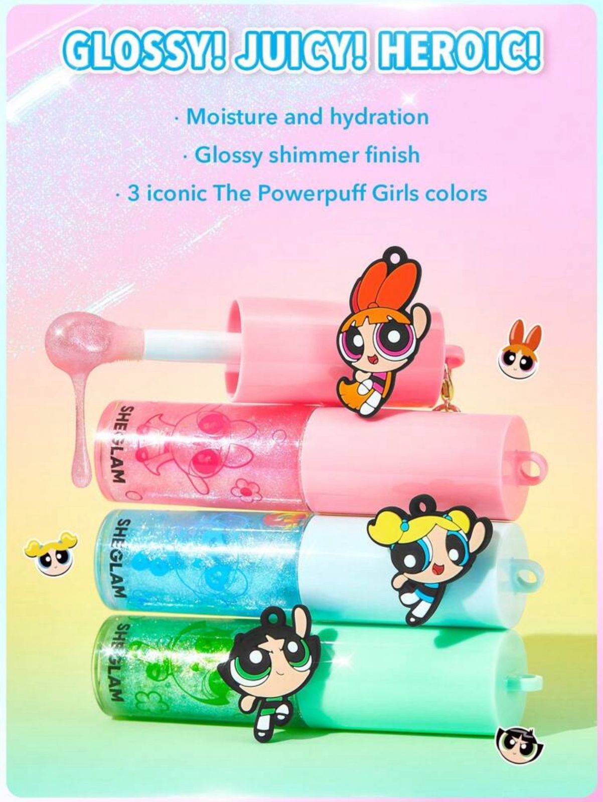 The Powerpuff Girls X SHEGLAM Super Trio Lip Gloss