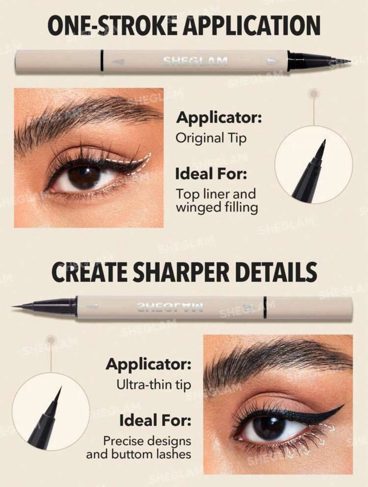 SHEGLAM Multi-Tasker Line & Detail Eyeliner Pen-Black 2 In 1 Waterproof