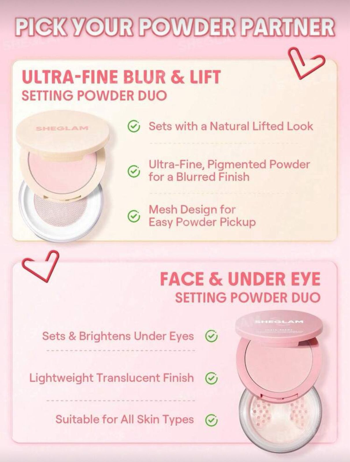 SHEGLAM Insta-Ready Ultra-Fine Blur & Lift Setting Powder Duo