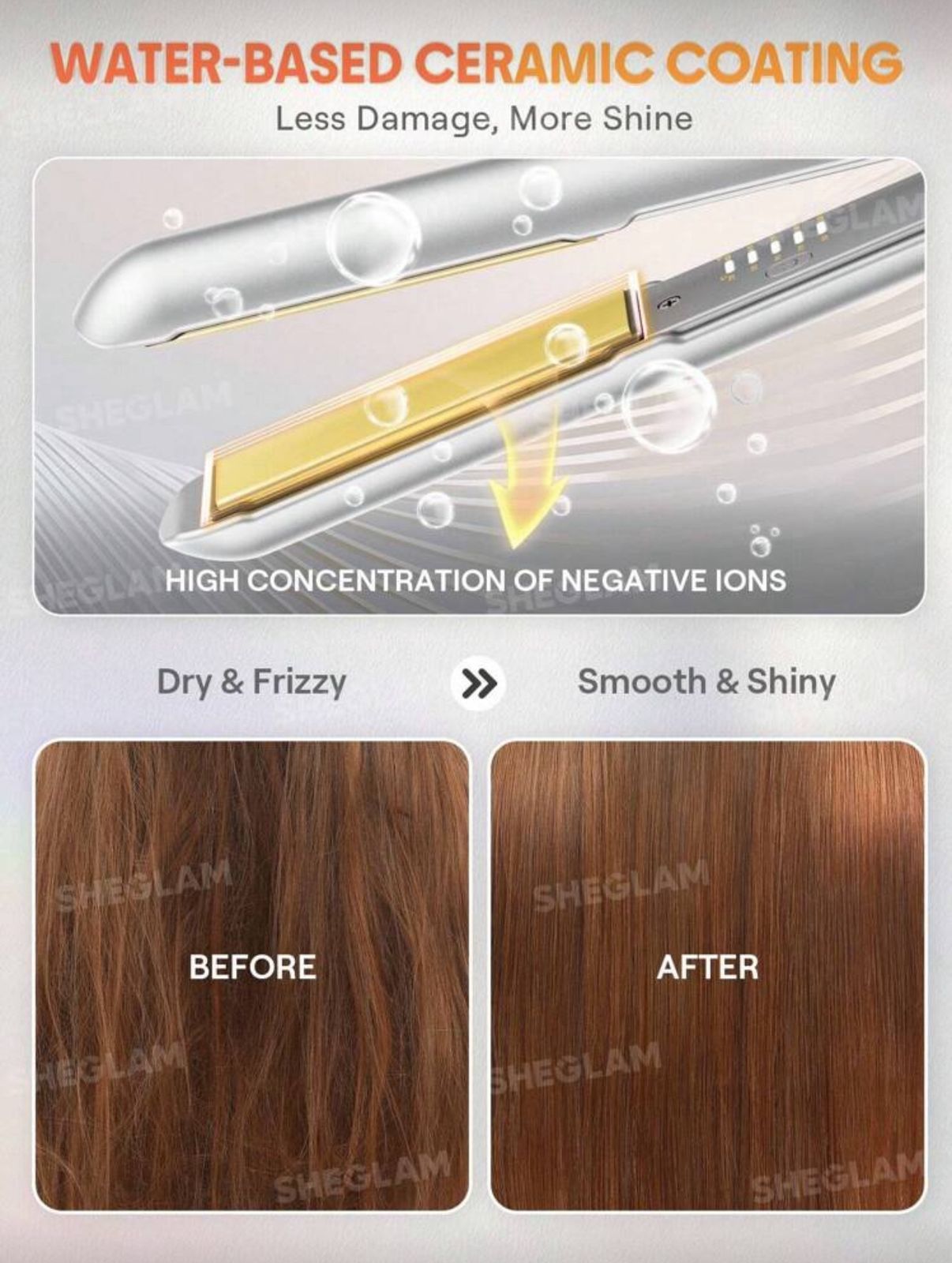 SHEGLAM HAIR Sleek Chic Insta-Heat Straight Styler,2-IN-1 Straight & Curly Hair