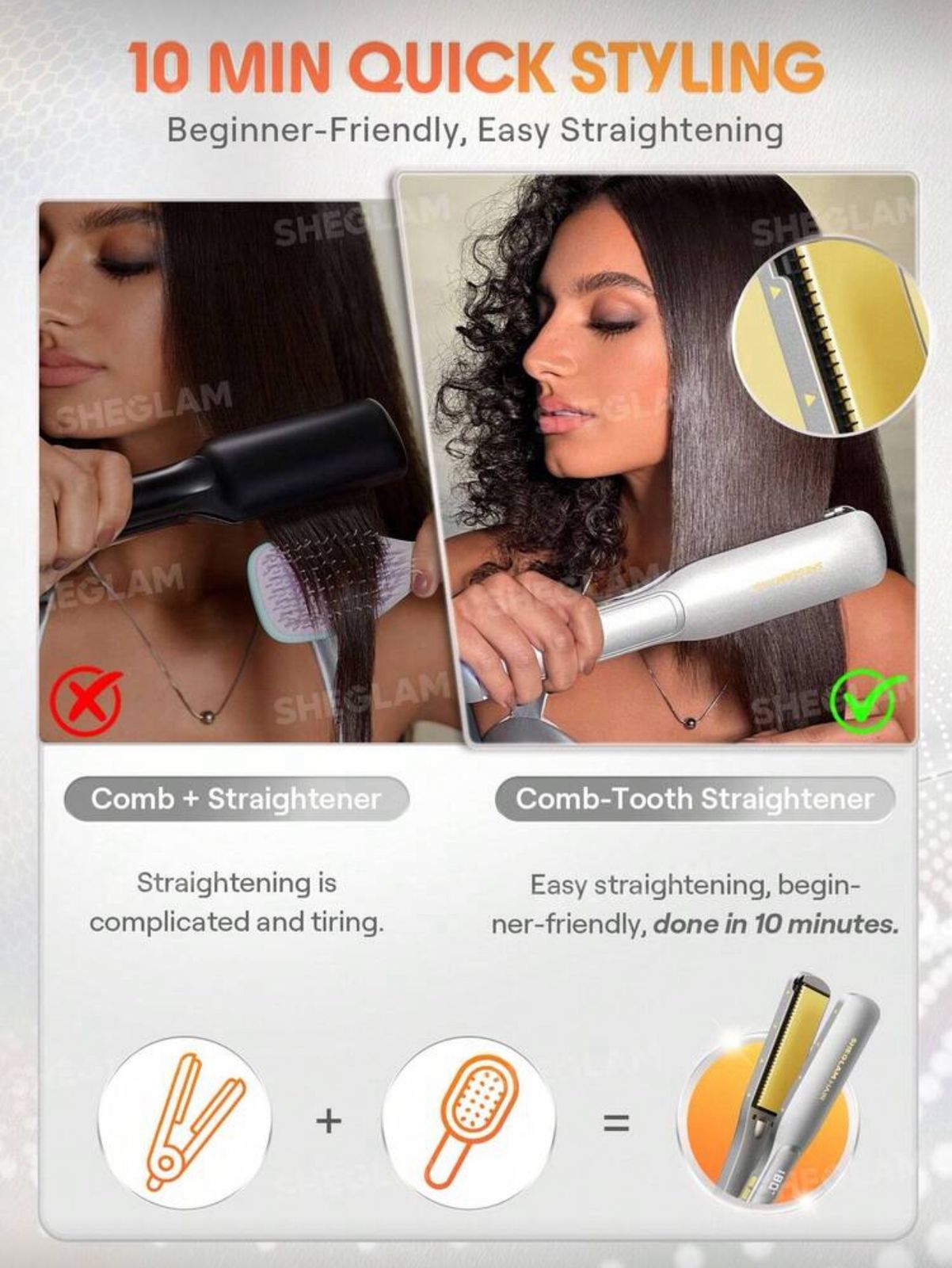 SHEGLAM HAIR Sleek Chic Wide Glide Straightener,1.5inch
