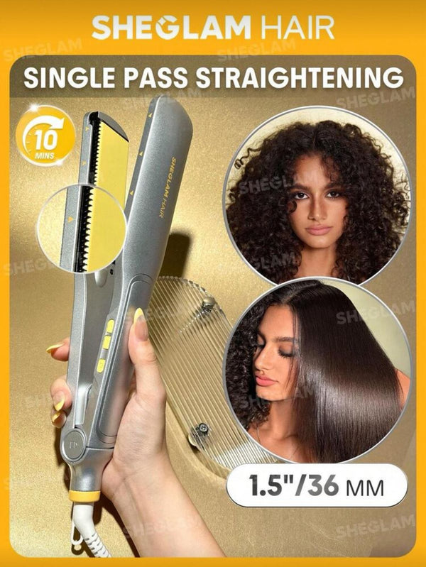 SHEGLAM HAIR Sleek Chic Wide Glide Straightener,1.5inch