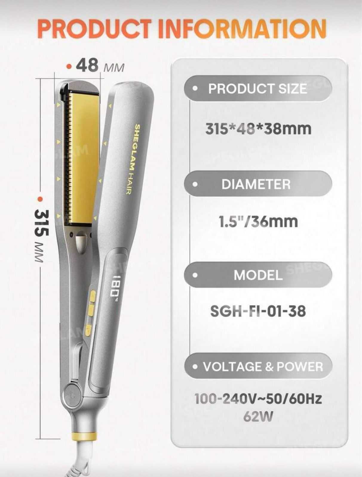 SHEGLAM HAIR Sleek Chic Wide Glide Straightener,1.5inch