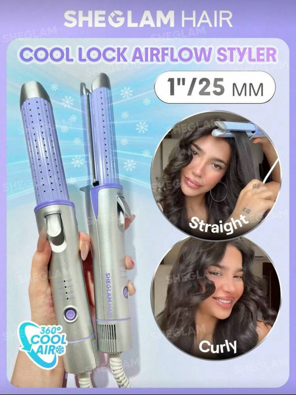 SHEGLAM HAIR Cool Lock Airflow Styler, 360° Airflow Styler Curling Iron