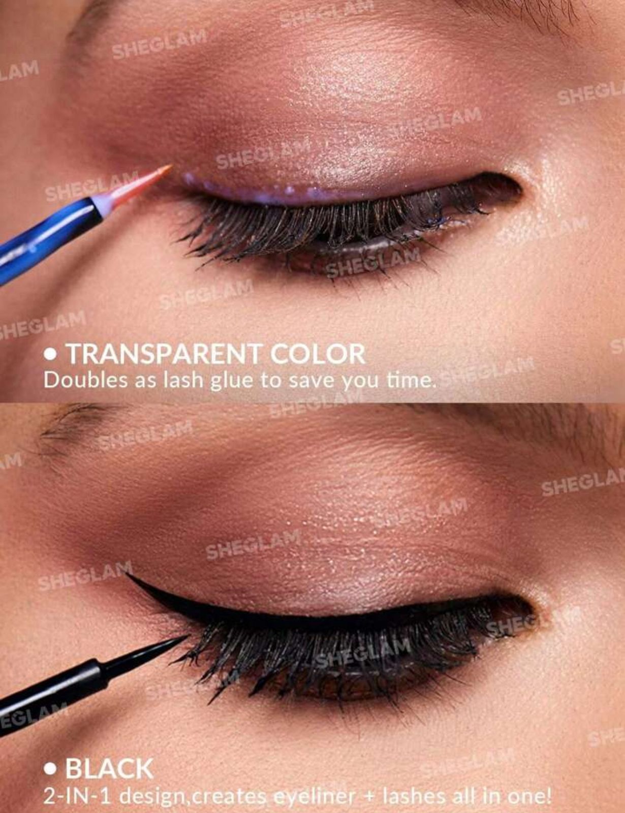 SHEGLAM All Eyes On You Eyelash Glue Liner-Black 2 In 1 Waterproof Liquid Eyeliner