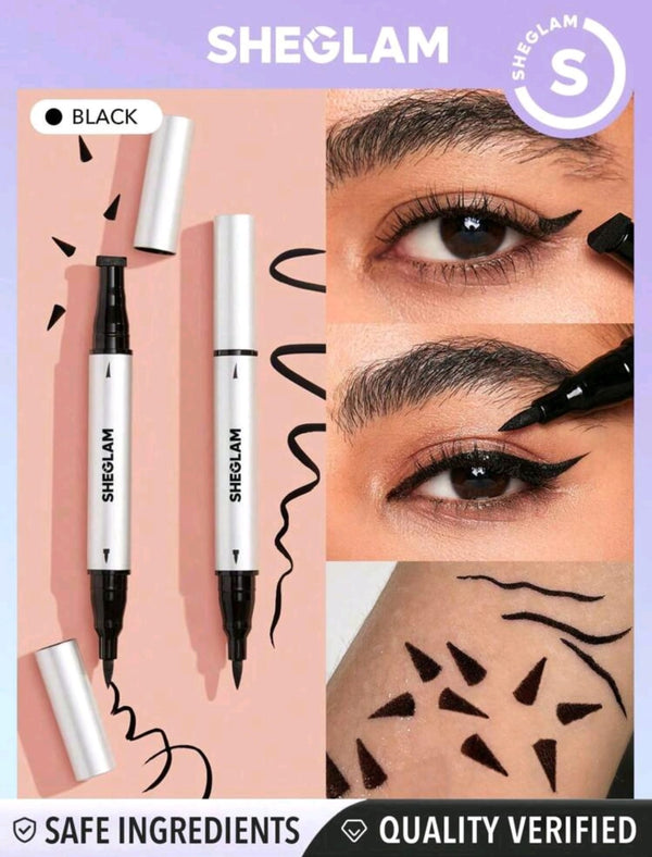 SHEGLAM Wing It Waterproof Liner Duo-Black 2 In 1 Waterproof Liquid Eyeliner