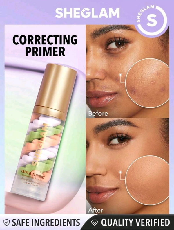 SHEGLAM Triple Threat Correcting Primer 3 In 1 Color Pore Minimizing Facial Makeup Primer