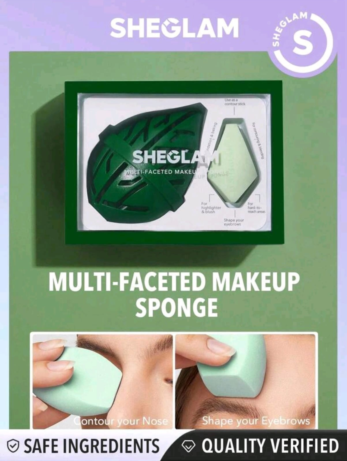 SHEGLAM Multi-Faceted Makeup Sponge Soft Makeup Blender For Foundation Highlighter Contour Blending Quick